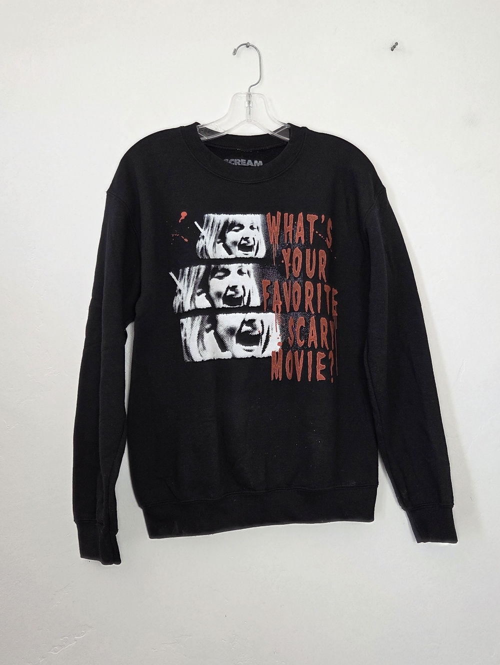 Scream GhostFace Favorite Scary Movie Casey Becker Sweatshirt Top Small Black
